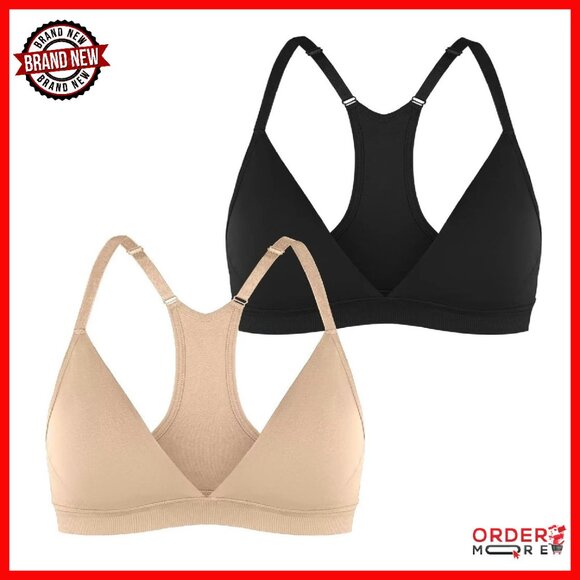 Seamless Racerback Sports Bra Wireless Padded Adjustable Bralette